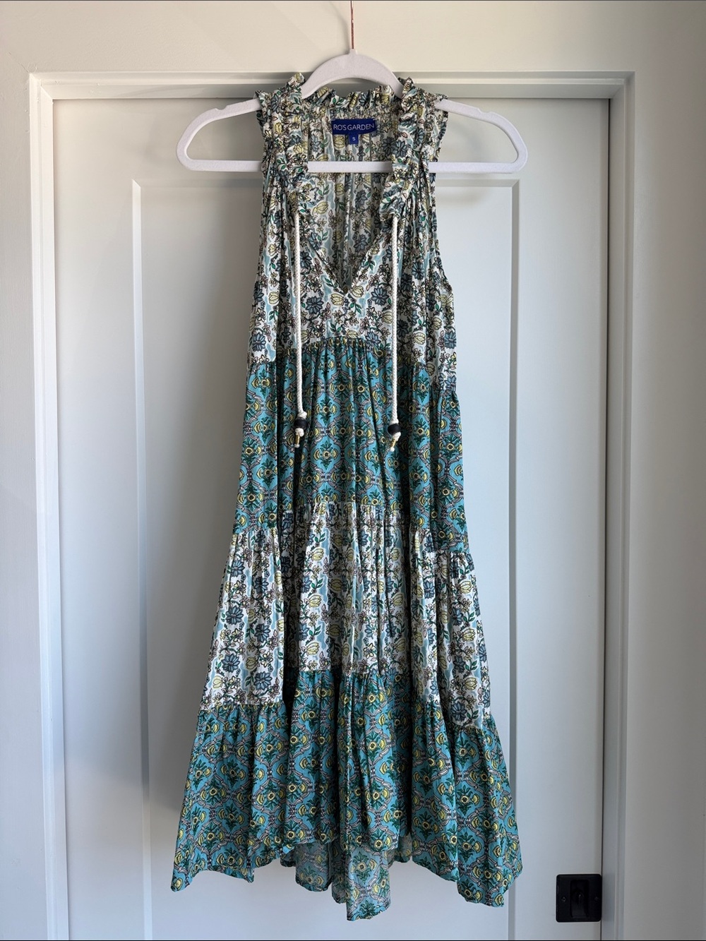 Boho Green Floral Tiered Maxi Dress by Ros Garden